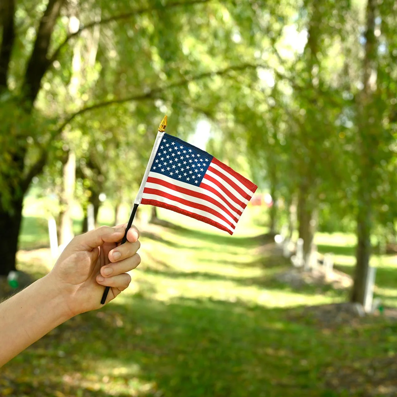 Super Tough 4"x6" High Quality Polyester US Stick Flag with Spear Tip - Image 2
