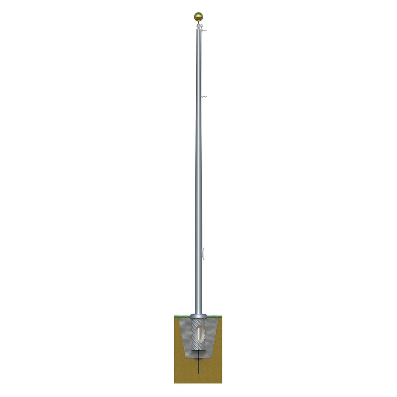 Xtreme External Single Revolving Series 60ft 3 Sections Commercial Flagpole - .375in Wall Thickness - 12in Butt Diameter