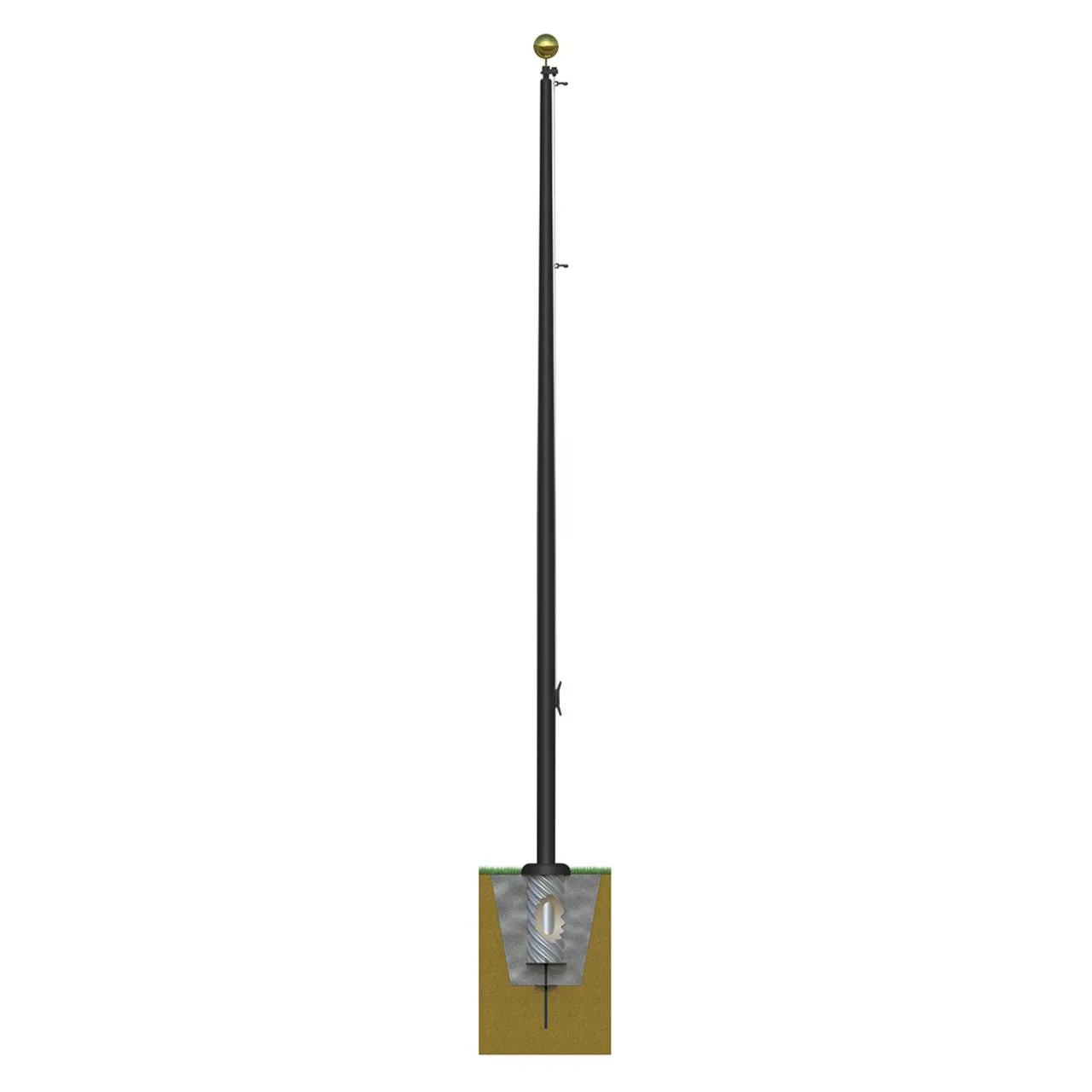 Xtreme Internal Reinforced with Winch Series 60ft 3 Sections Commercial Flagpole - .375in Wall Thickness - 12in Butt Diameter - Image 5