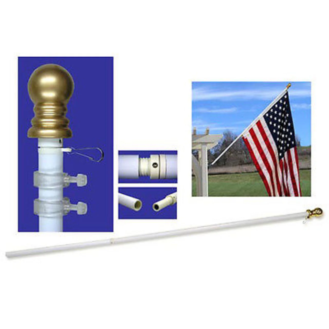Super Tough 6ft Aluminum Two Piece Spinner Residential Flagpole - Image 7