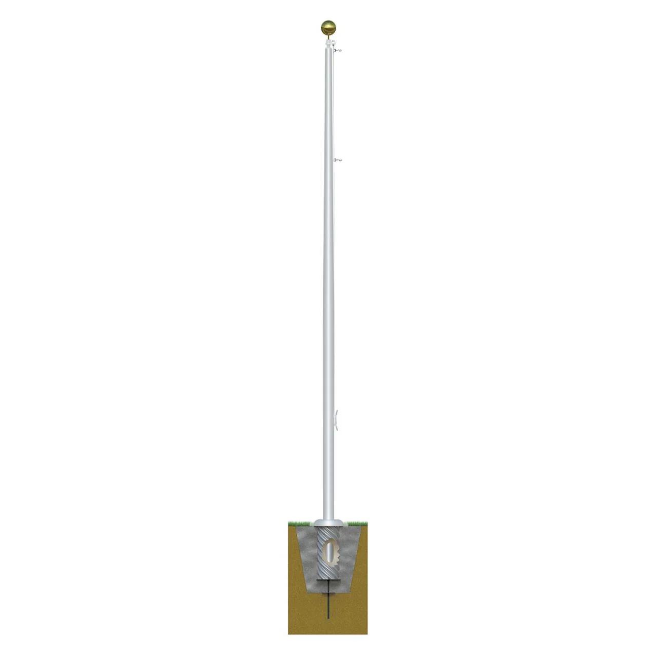 Xtreme Internal Reinforced with Winch Series 70ft 3 Sections Commercial Flagpole - .375in Wall Thickness - 12in Butt Diameter - Image 6