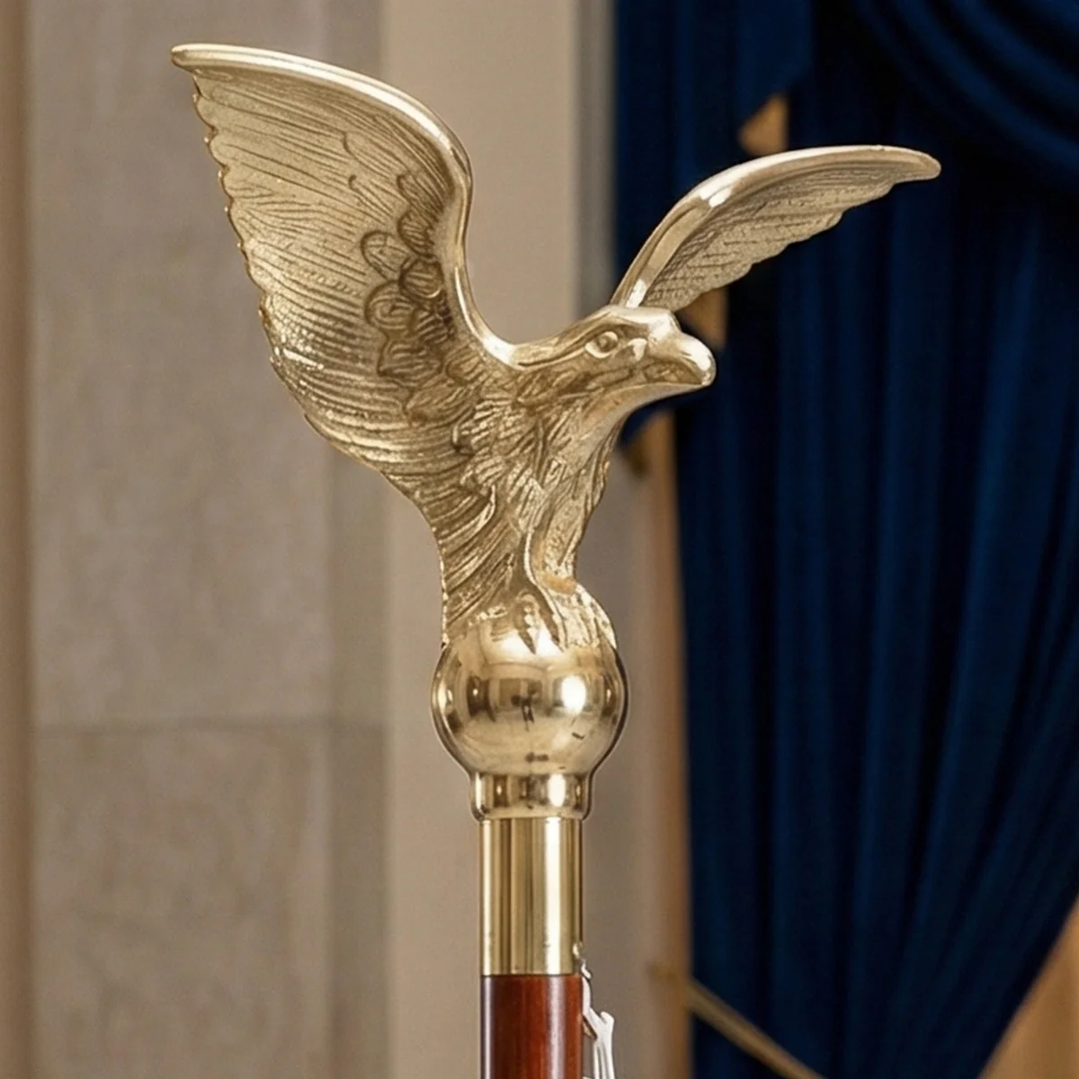 7in Metal Gold Flying Eagle Finial - 8.25in Wing Span - Image 2