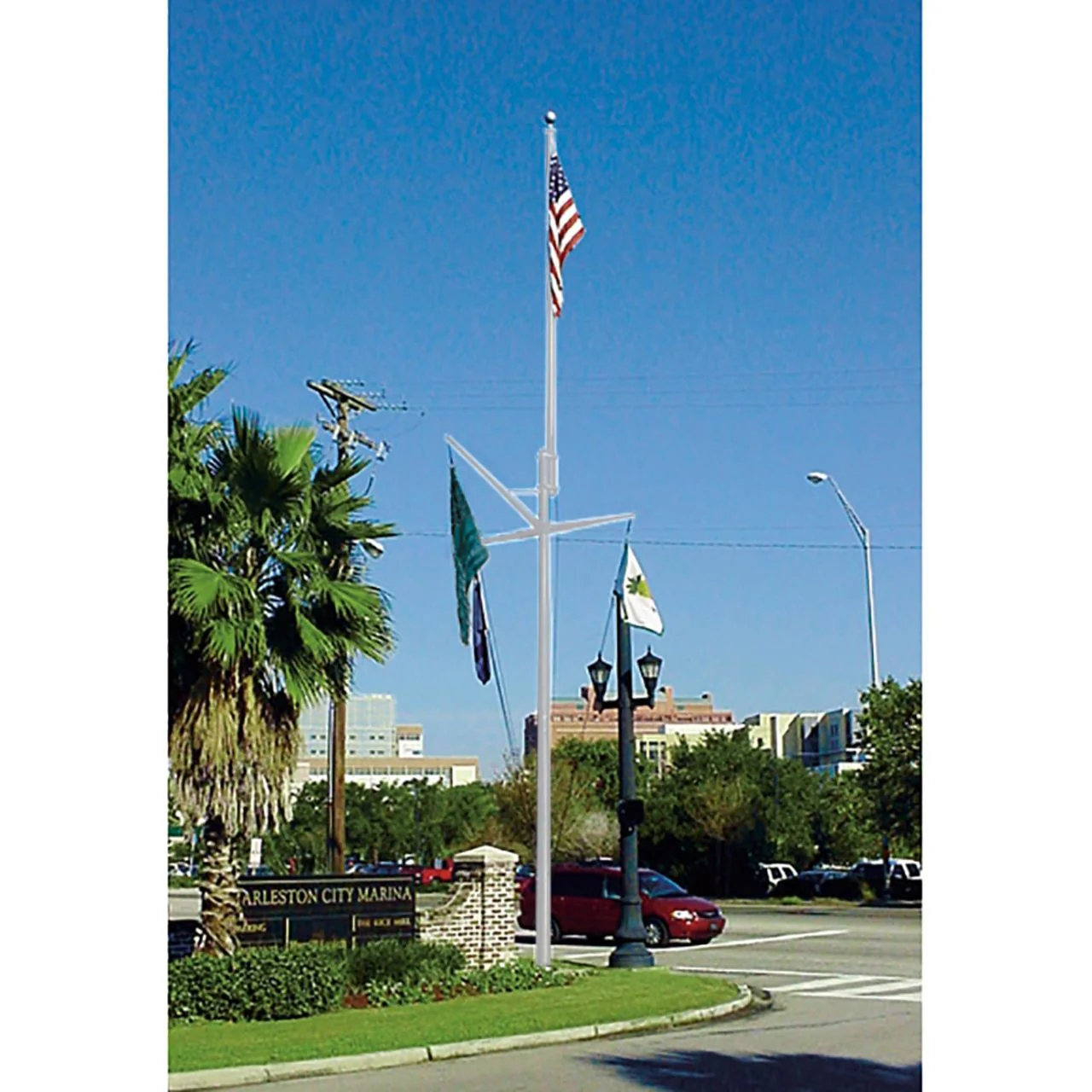 Nautical Double Mast Series 80ft 3 Sections Commercial Flagpole - .375in Wall Thickness - 12in Butt Diameter - Image 5