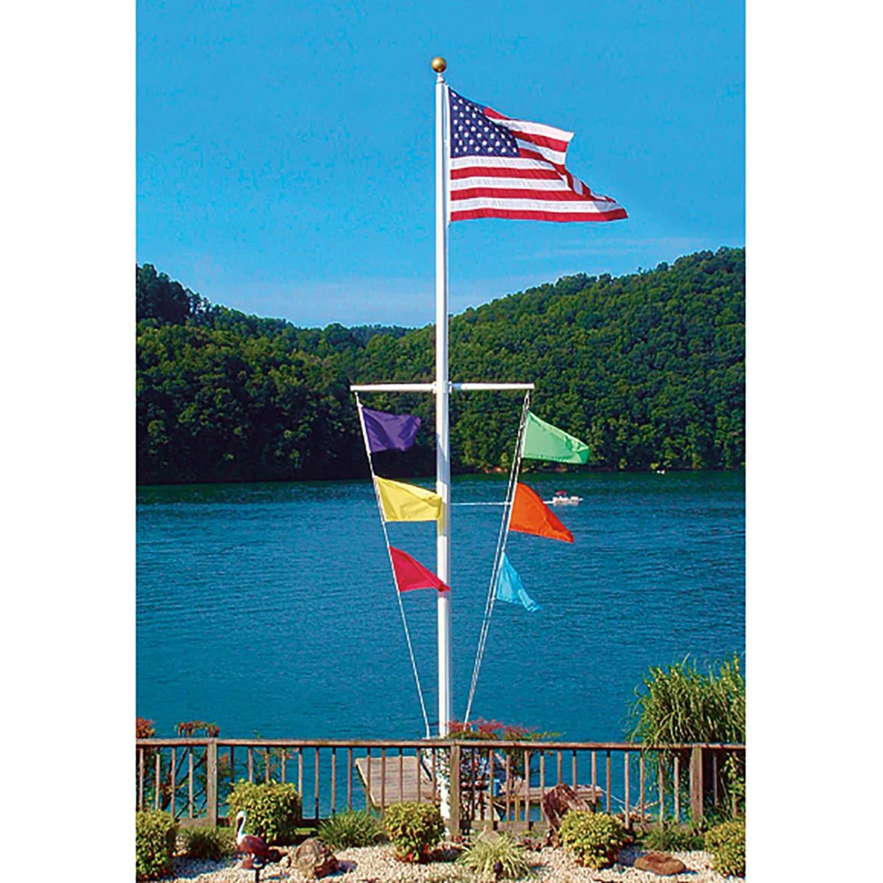 Nautical Single Mast Series 80ft 3 Sections Commercial Flagpole - .375in Wall Thickness - 12in Butt Diameter