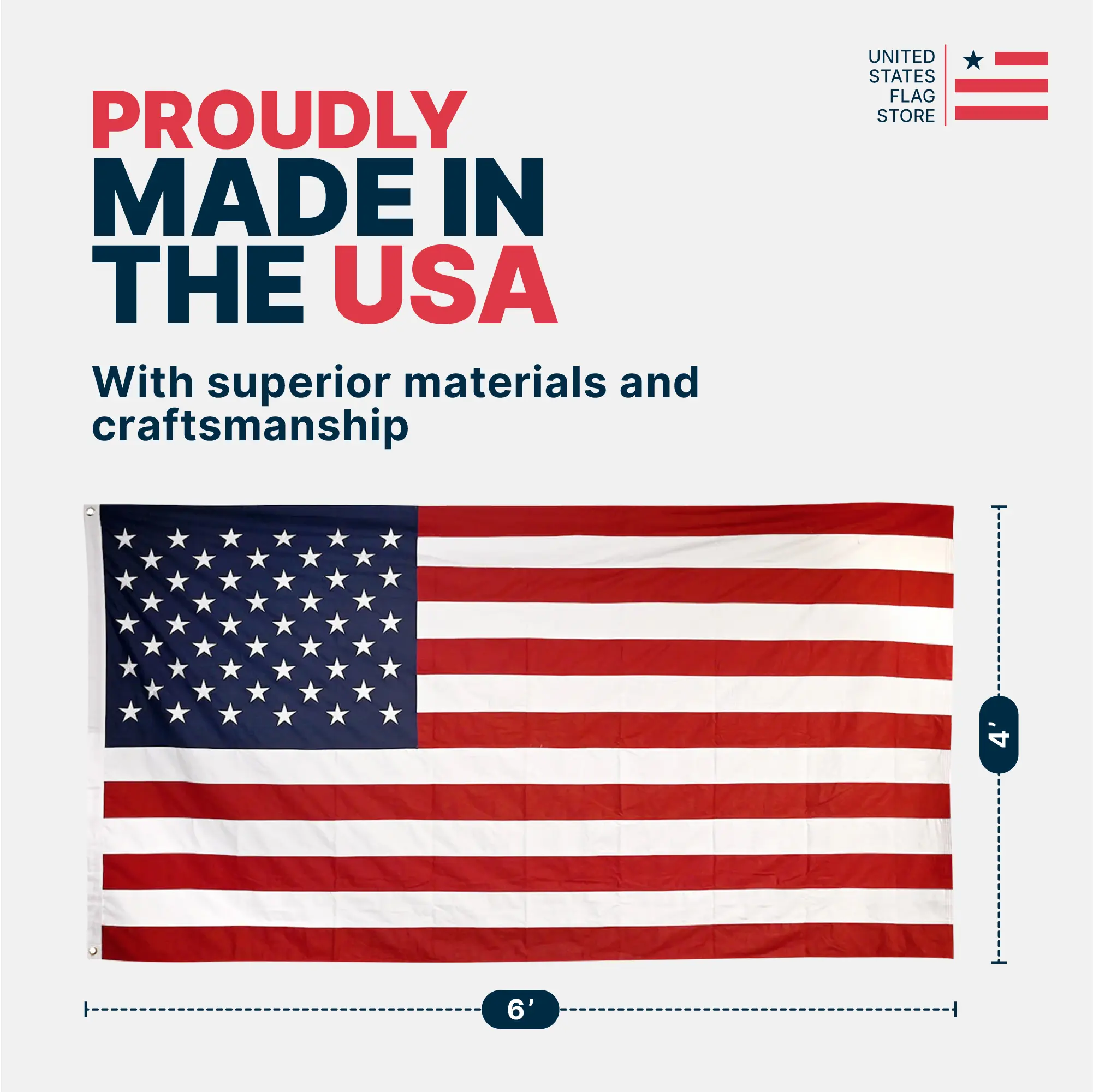 4ft x 6ft Super Tough Knitted Polyester American Flag - US Made - Image 3