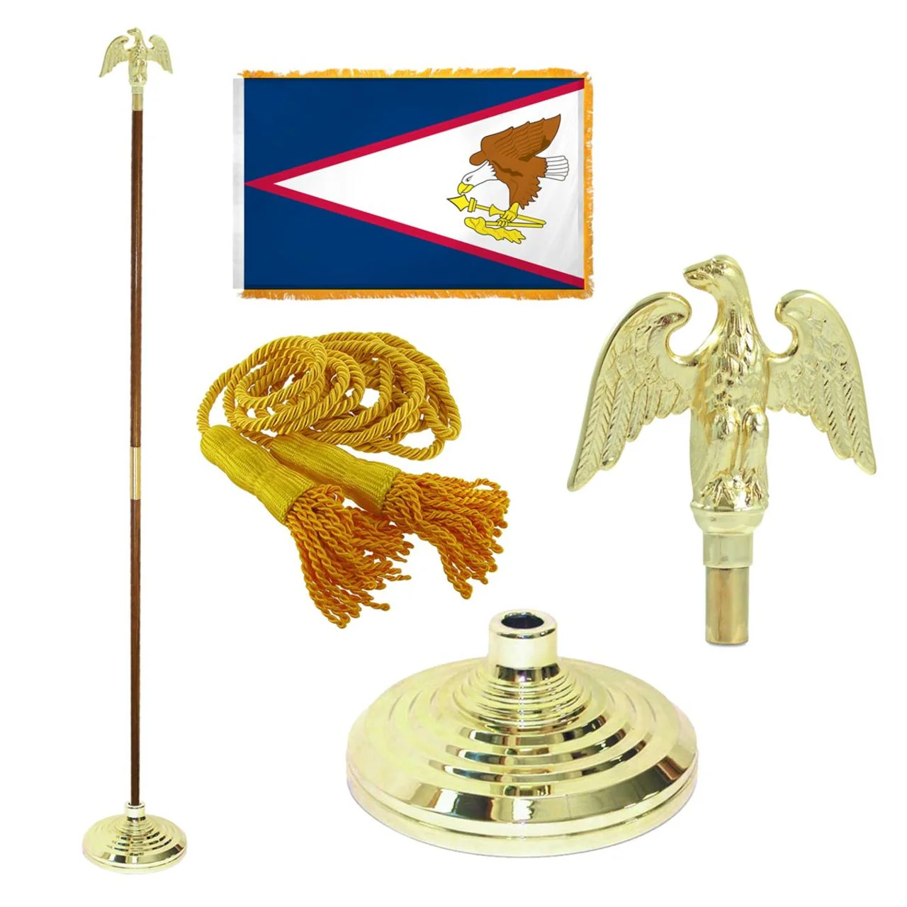 Super Tough Indoor Flagpole Kit with Nylon 3' x 5' American Samoa Flag