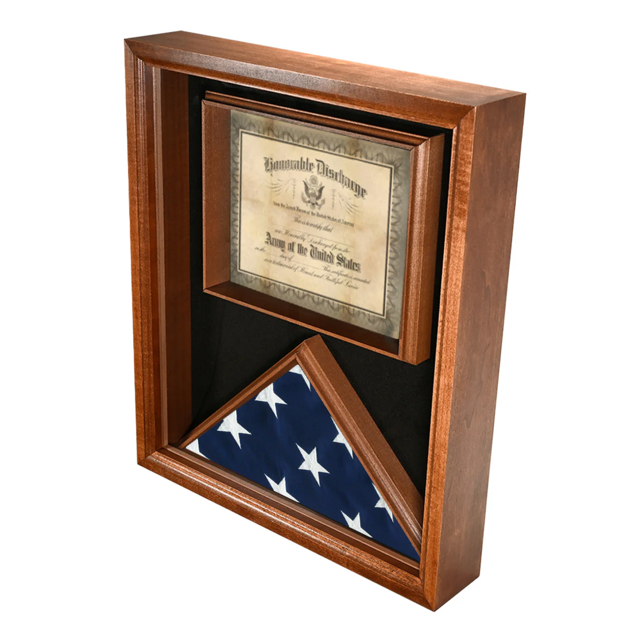 Madison Premium Flag and Certificate Display Case for 3' x 5' Flag - Cherry Finish - Image 3