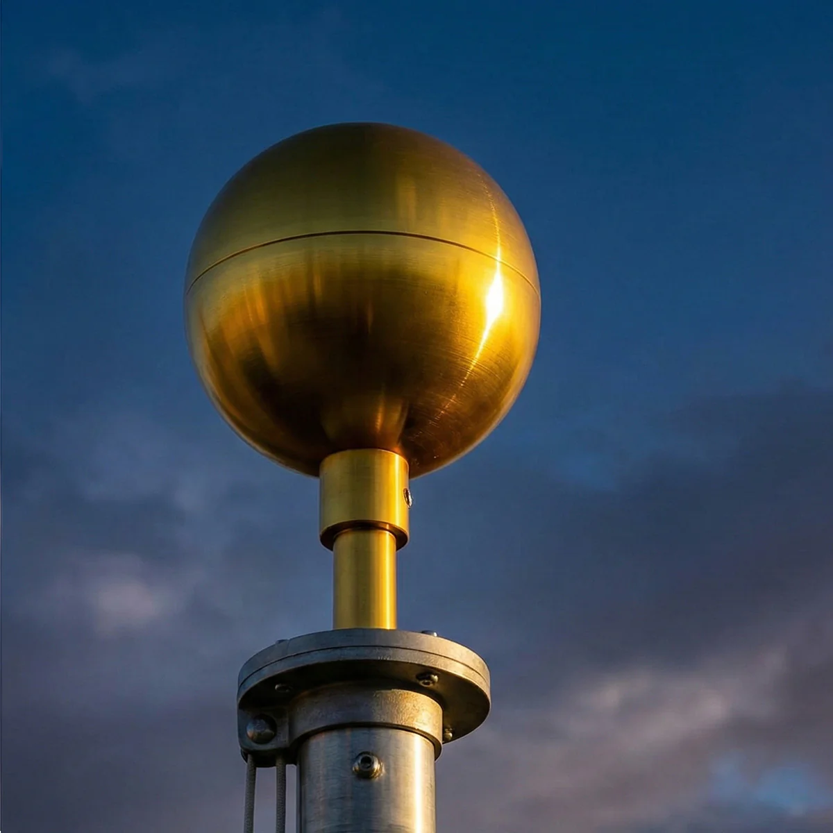 Gold Anodized Aluminum Flagpole Ball Ornament - 2in - Image 2