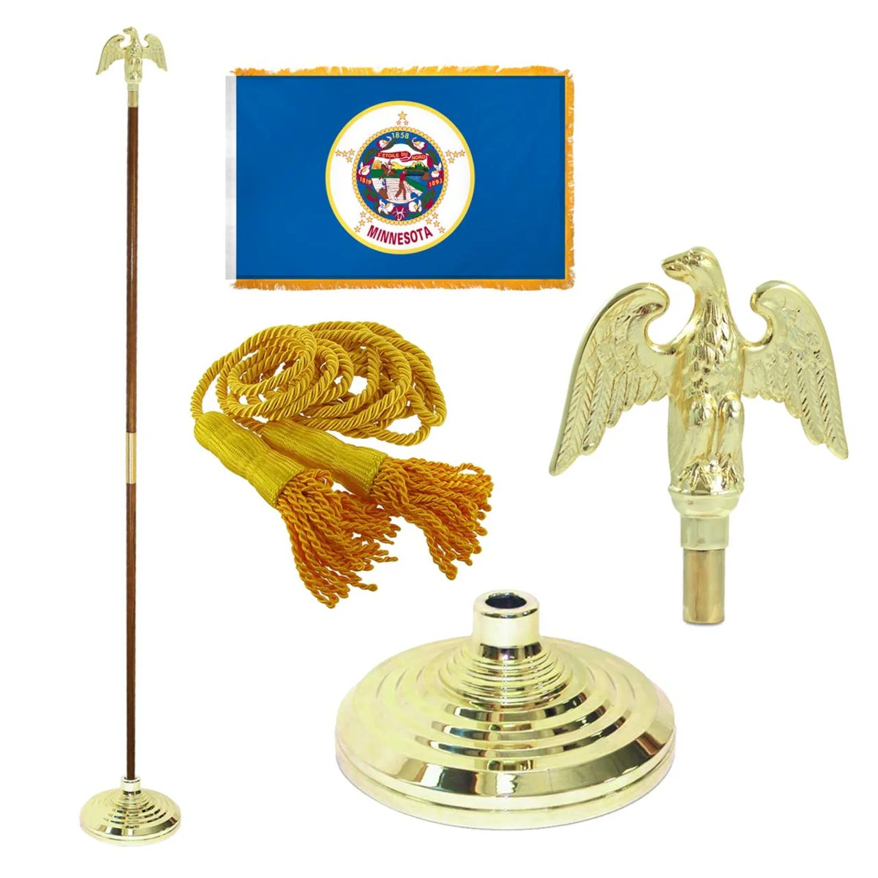 Super Tough Indoor Flagpole Kit with Nylon 4' x 6' Minnesota Flag