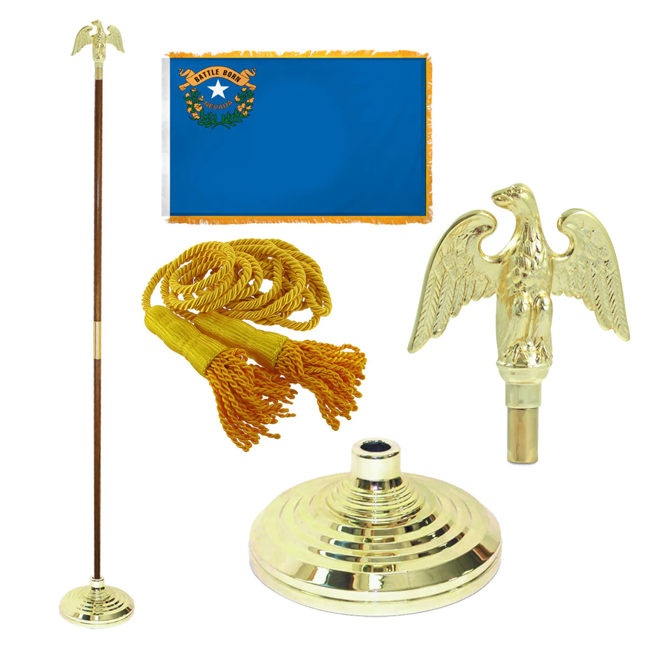 Super Tough Indoor Flagpole Kit with Nylon 3' x 5' Nevada Flag