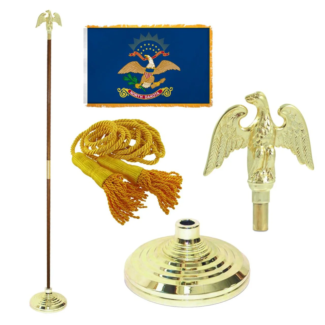Super Tough Indoor Flagpole Kit with Nylon 4' x 6' North Dakota Flag