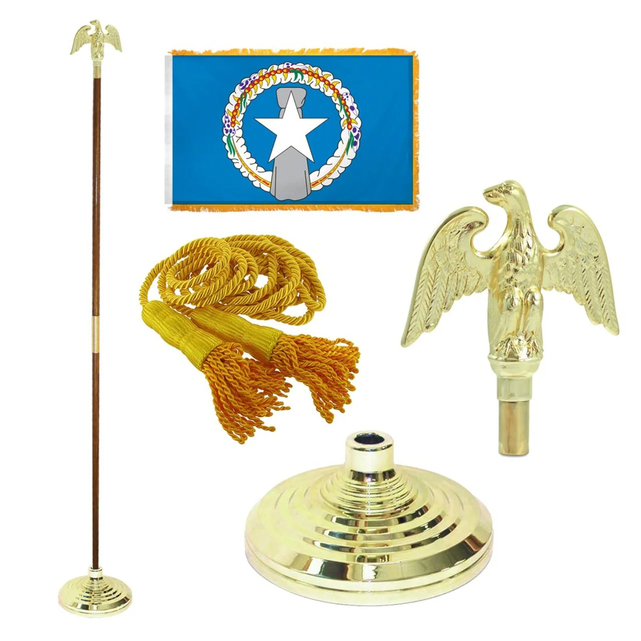 Super Tough Indoor Flagpole Kit with Nylon 3' x 5' Northern Marianas Flag