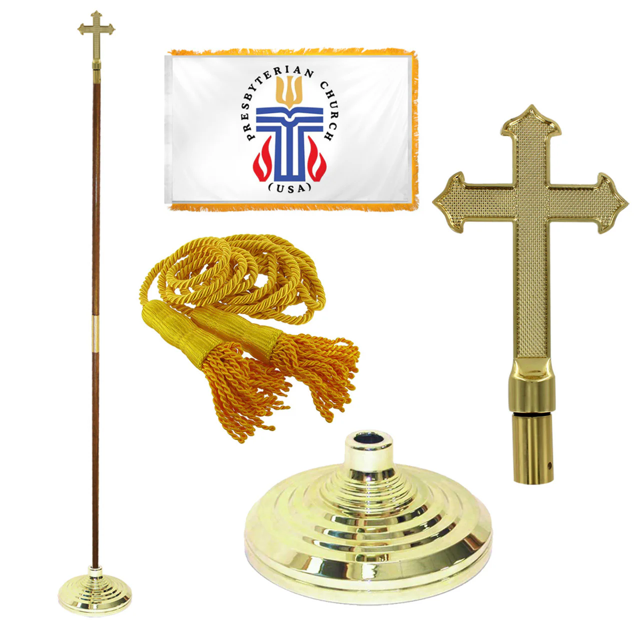 Super Tough Indoor Flagpole Kit with Nylon 3' x 5' Presbyterian Flag