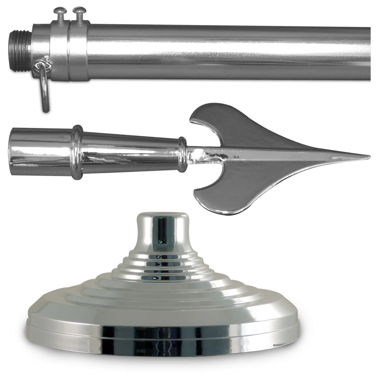 Super Tough Silver Indoor 7ft. Flagpole Kit with Army Spear - No Flag