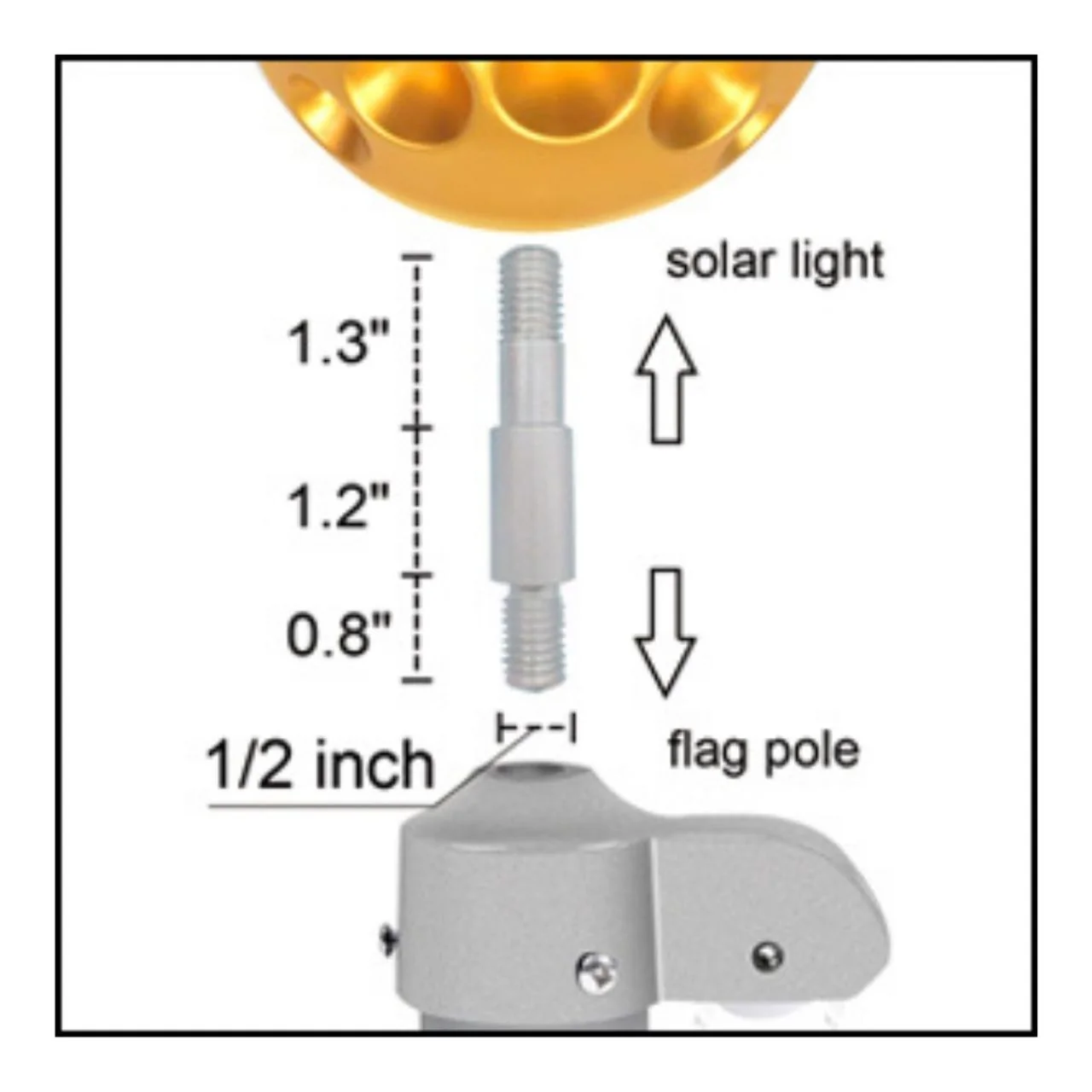 Solar LED Flag Pole Ball Topper Light - 10 LEDs - White/Black/Gold/Silver Finish - Image 13