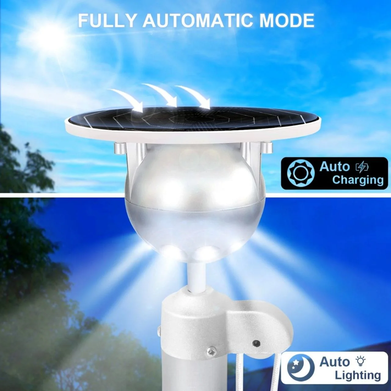 Solar LED Flag Pole Ball Topper Light - 10 LEDs - White/Black/Gold/Silver Finish - Image 18