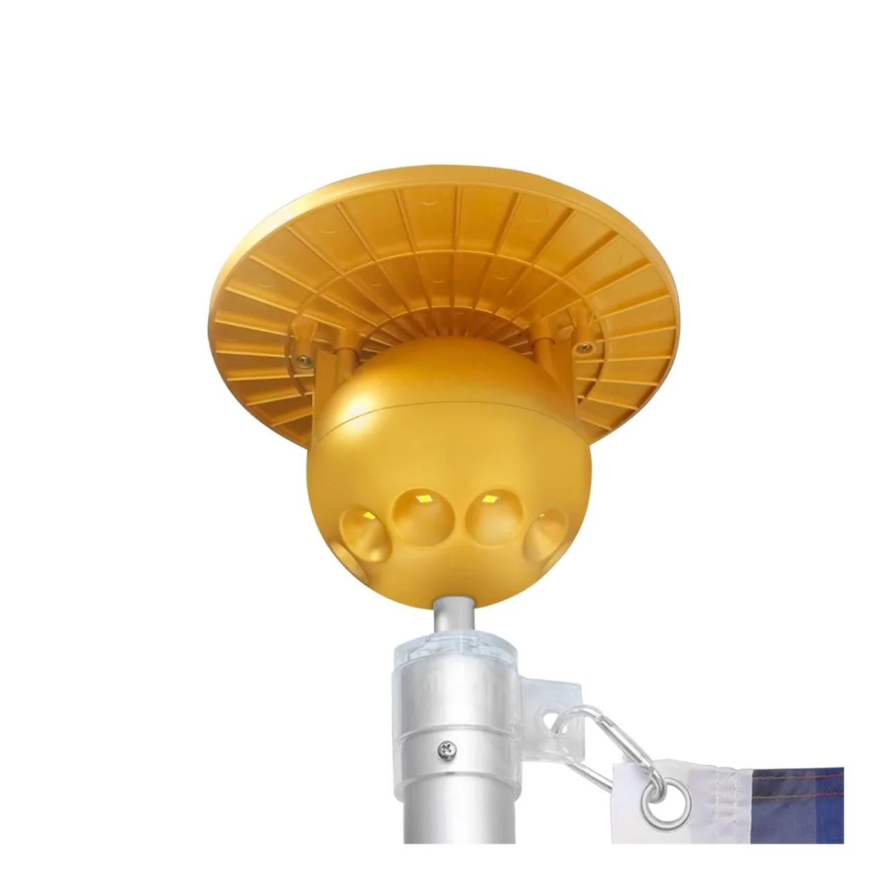 Solar LED Flag Pole Ball Topper Light - 10 LEDs - White/Black/Gold/Silver Finish - Image 26