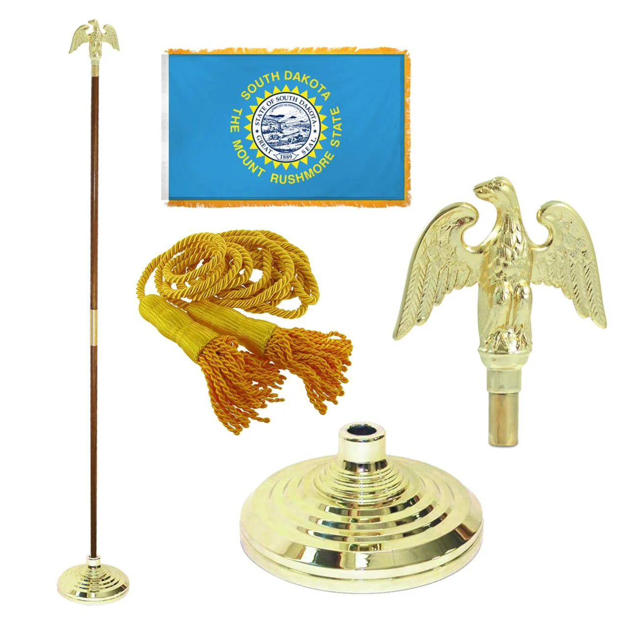 Super Tough Indoor Flagpole Kit with Nylon 4' x 6' South Dakota Flag