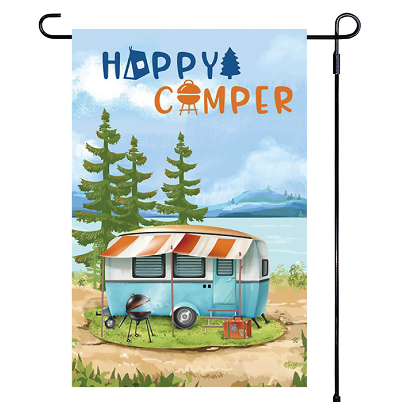 Super Tough Garden Flag - Happy Camper - 12in x 18in