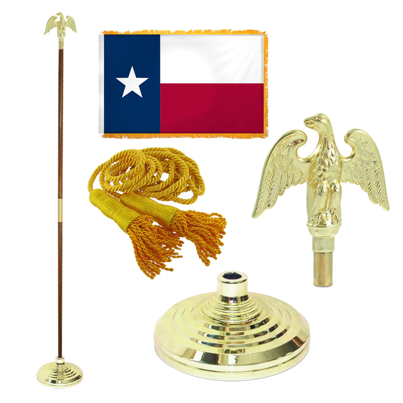 Super Tough Indoor Flagpole Kit with Nylon 3' x 5' Texas Flag