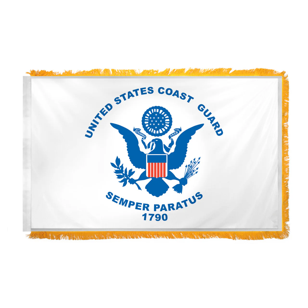 US Coast Guard Flag 4x6ft Nylon-Indoor: Add Pole Hem and Fringe