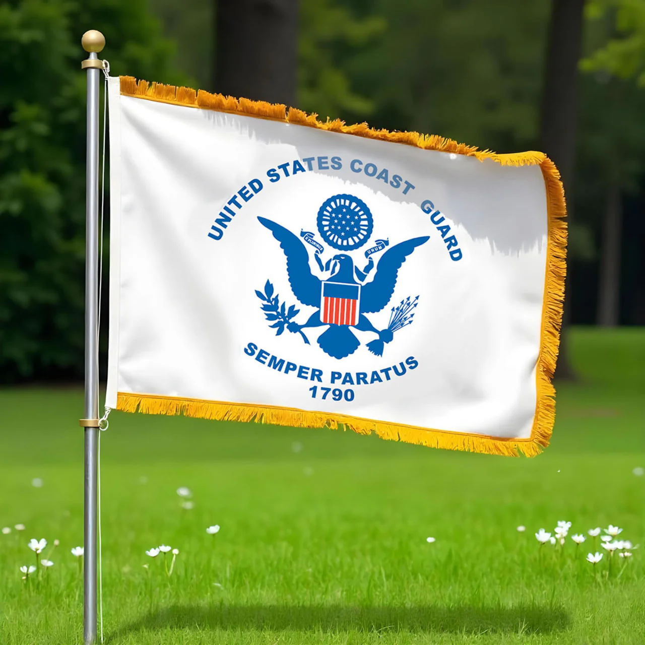 US Coast Guard Flag 4x6ft Nylon-Indoor: Add Pole Hem and Fringe - Image 2