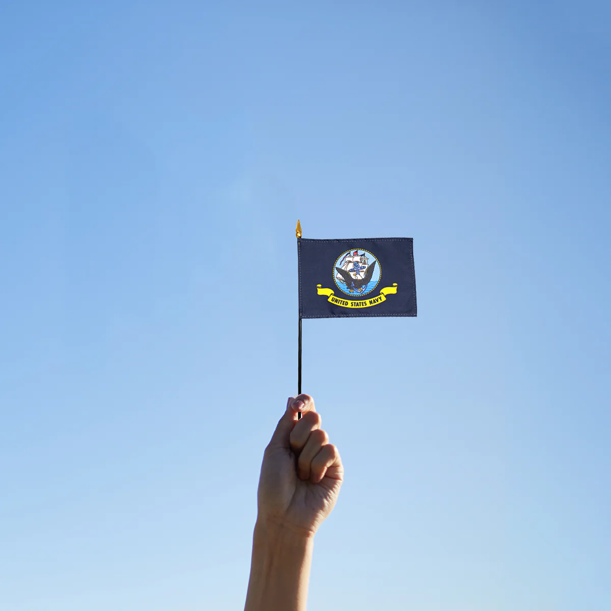 US Navy 4 x 6 inch Nylon Stick Flag Mounted on 10" Staff - Minimum of 12 - Image 2