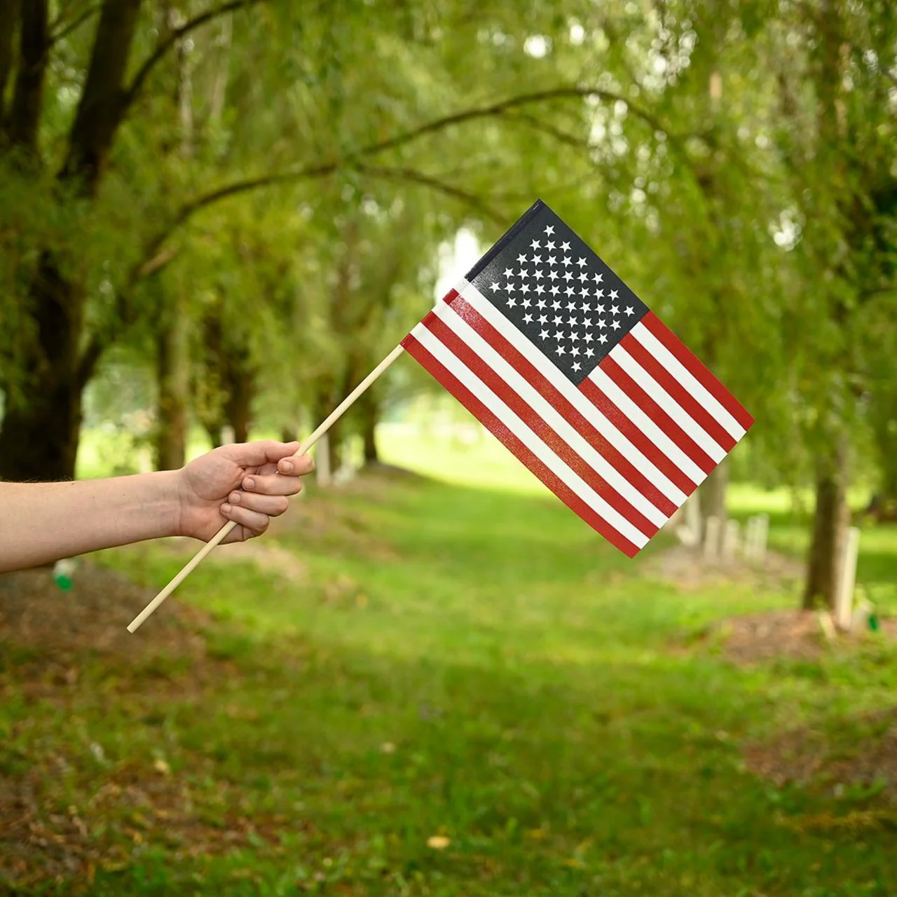 Super Tough 8"x12" Cotton US Stick Flag with 24" Wood Stick - No Spear Tip - Image 4