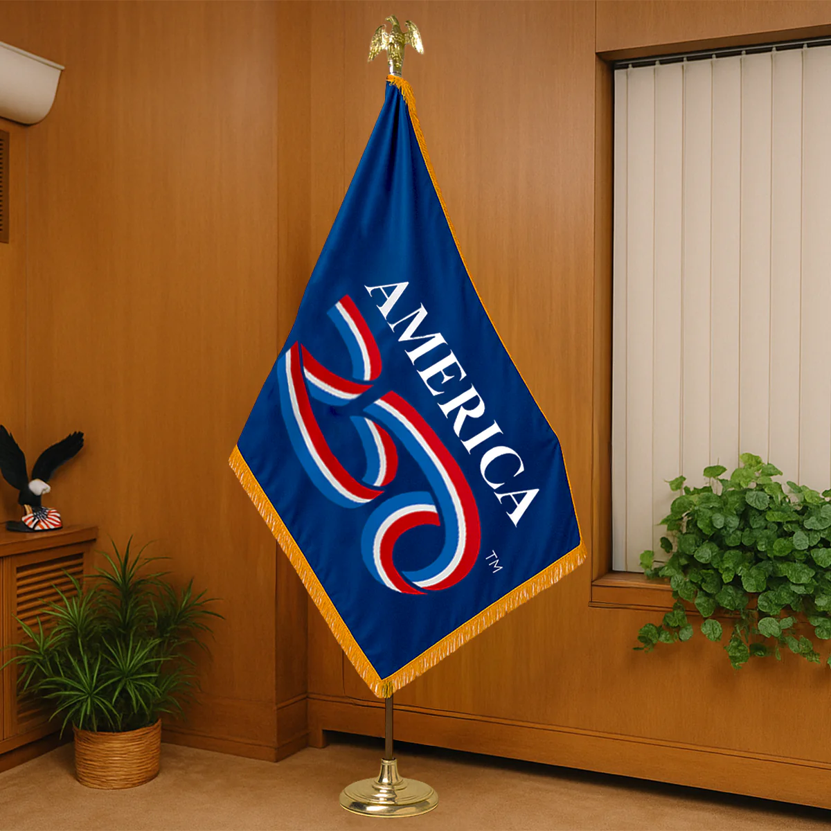 USA 250th Anniversary 3ft x 5ft Colonial Nyl-Glo Indoor Flag (Blue Background) - Image 5
