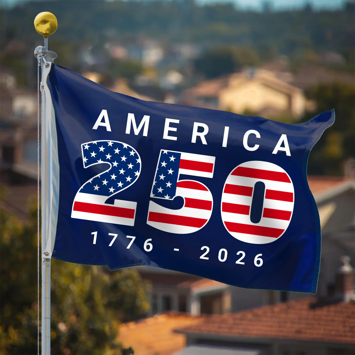 USA 250th Anniversary 3x5' Polyester Flag with Blue Background