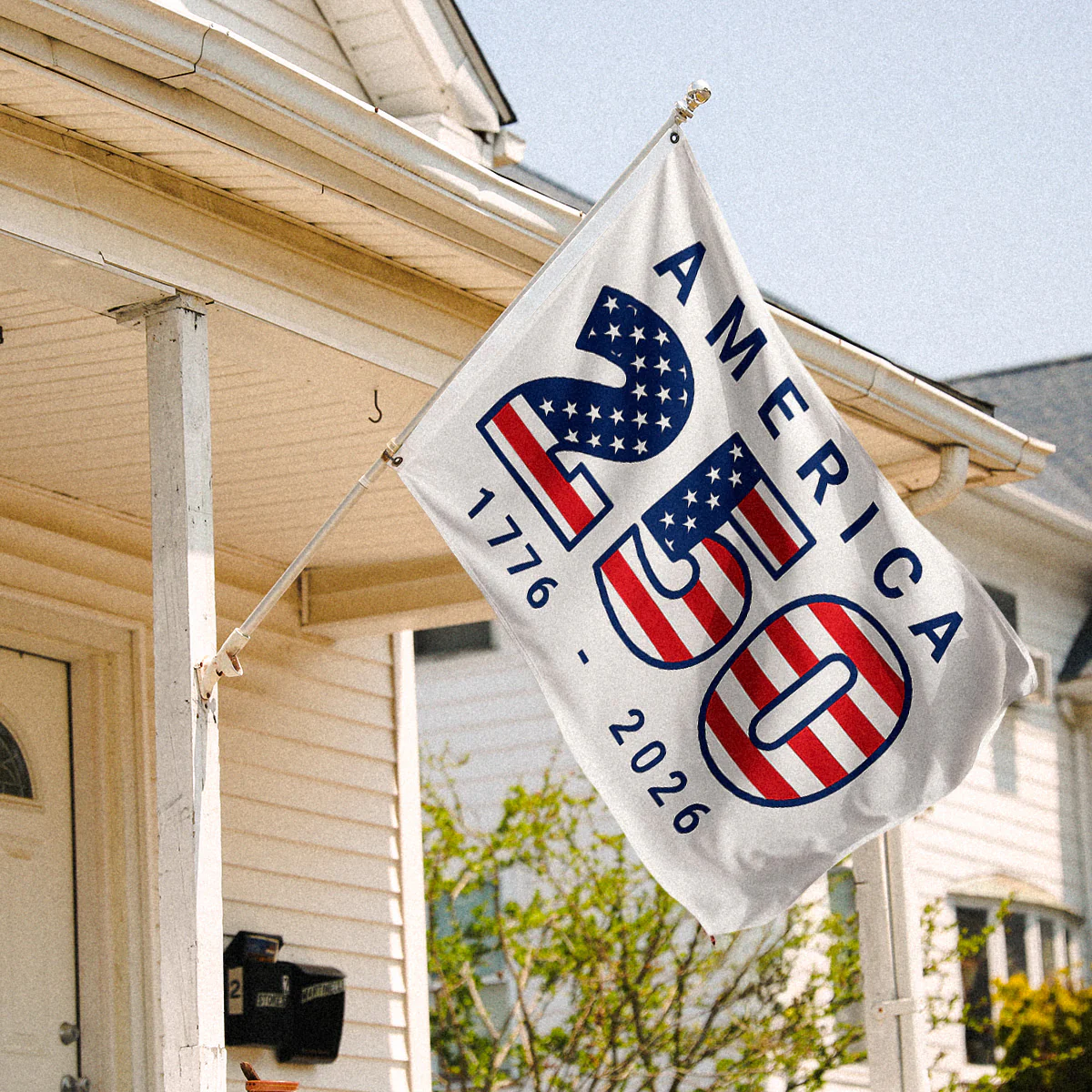 USA 250th Anniversary 3x5' Polyester Flag with White Background - Image 2