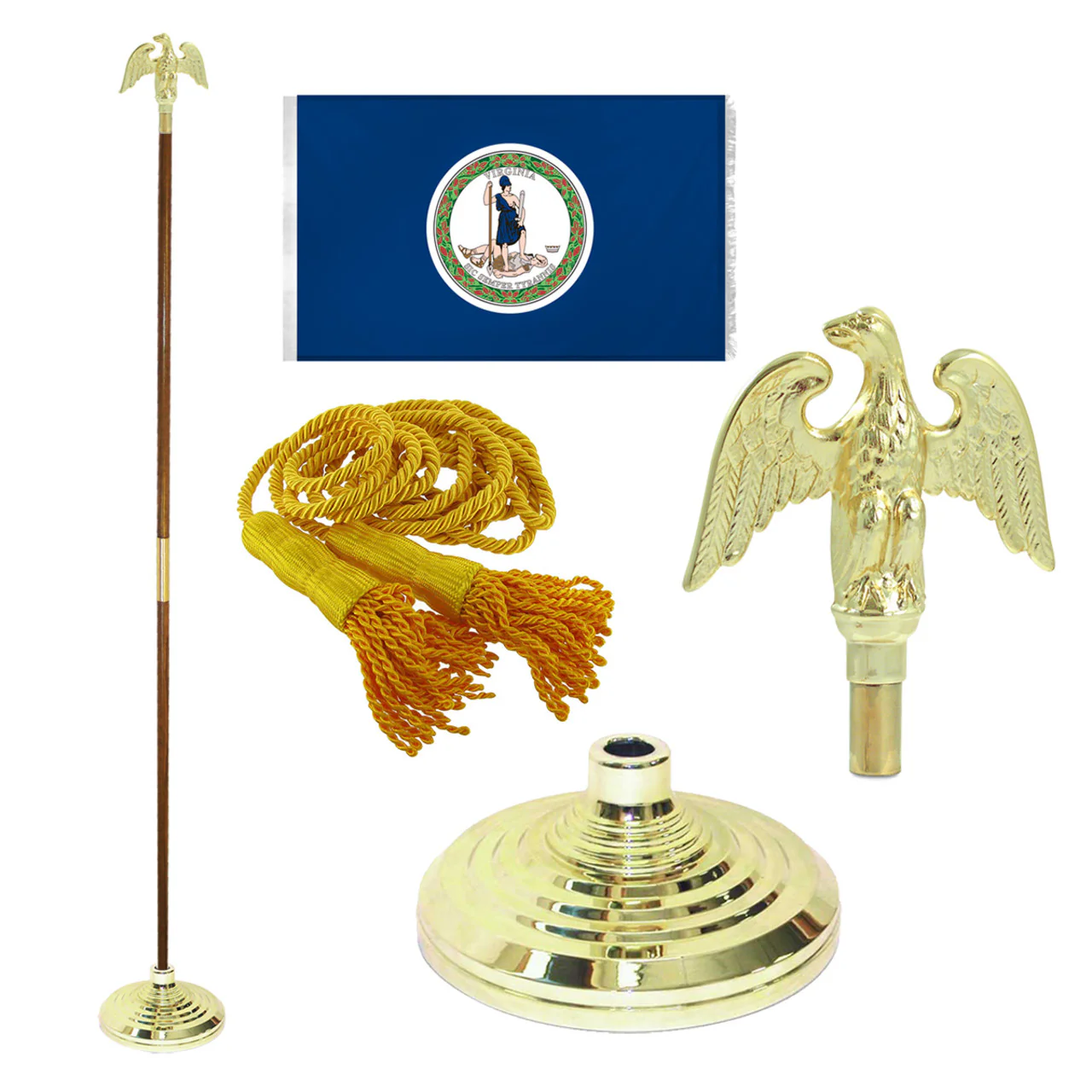 Super Tough Indoor Flagpole Kit with Nylon 4' x 6' Virginia Flag