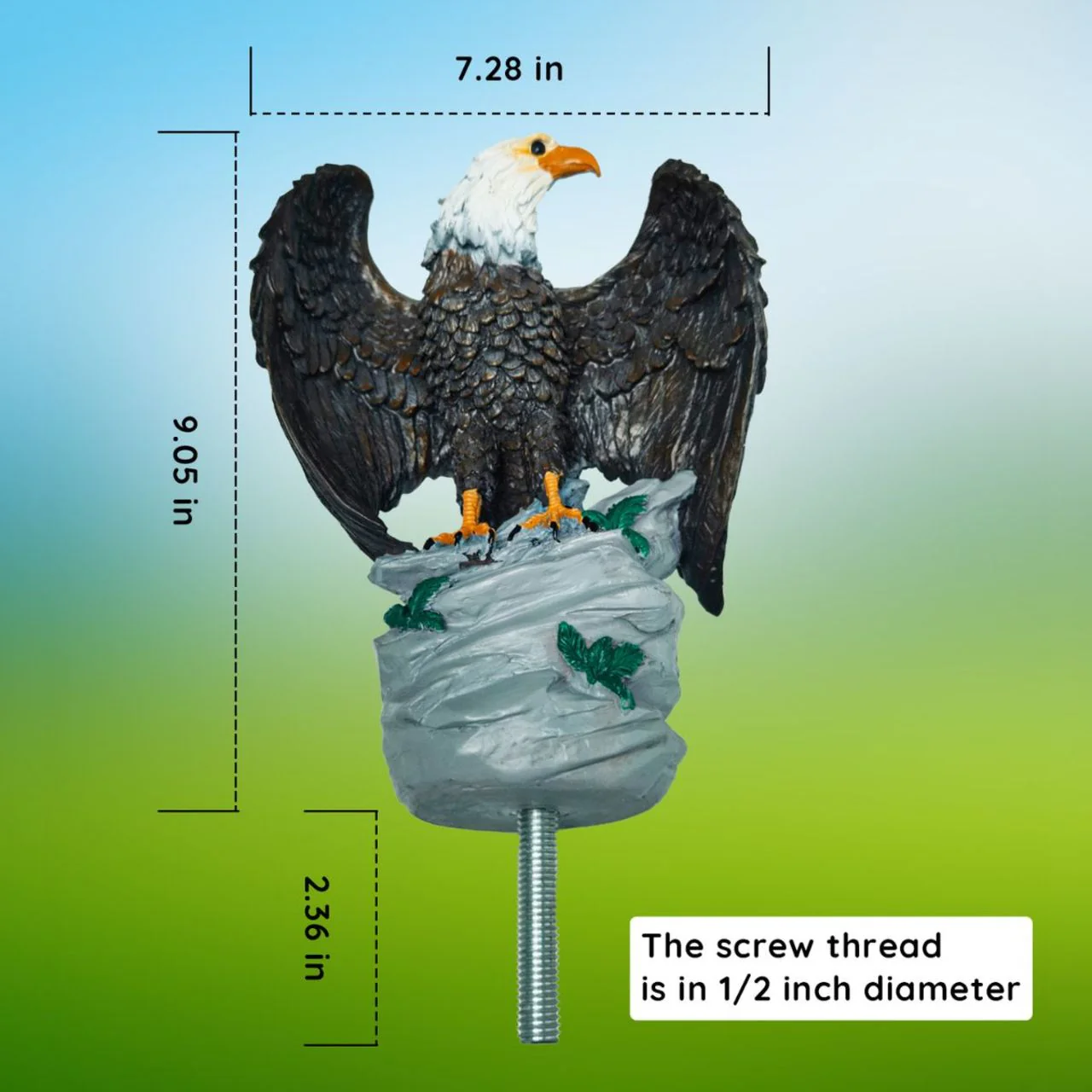 Wing Spread Perched Eagle Flagpole Topper With Matte Finish - Image 2