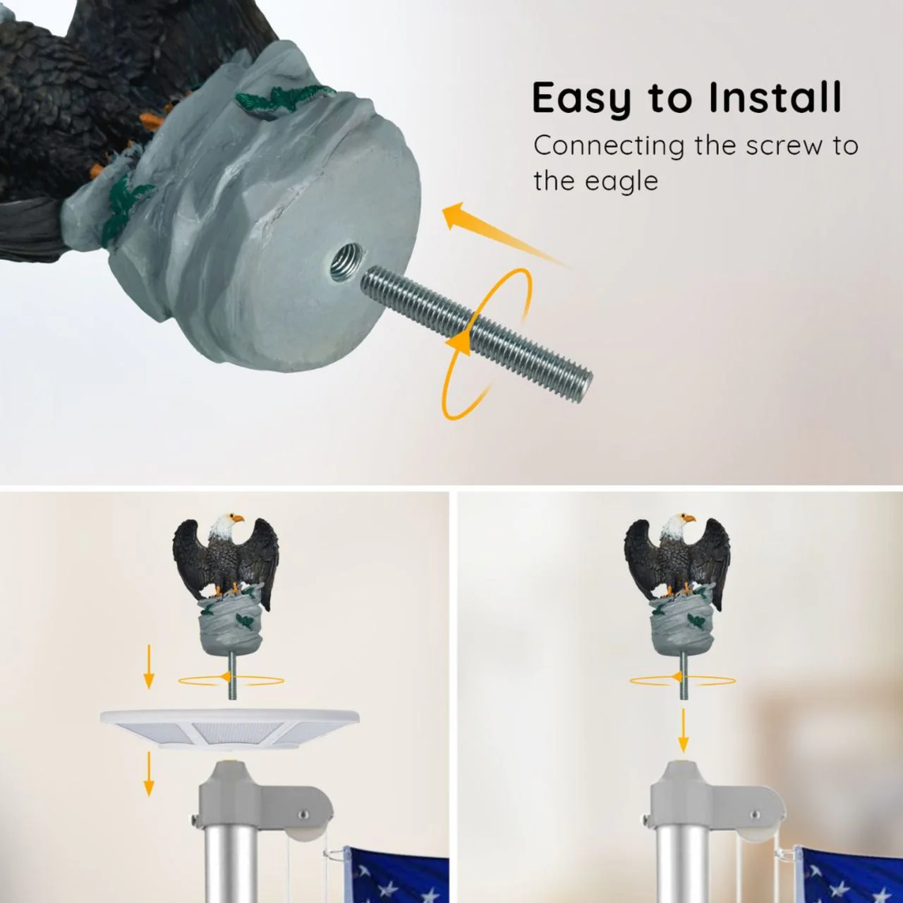 Wing Spread Perched Eagle Flagpole Topper With Matte Finish - Image 3