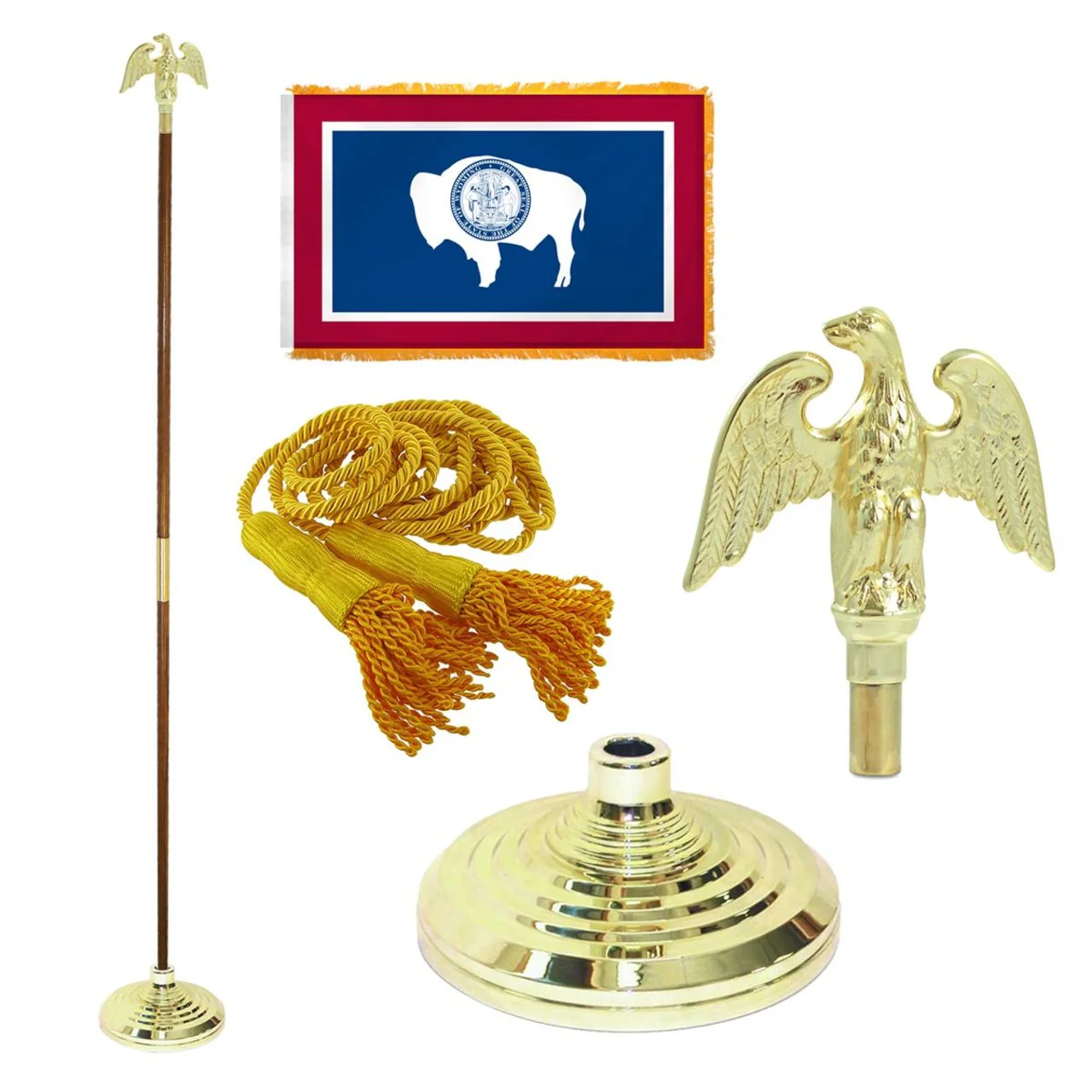 Super Tough Indoor Flagpole Kit with Nylon 4' x 6' Wyoming Flag